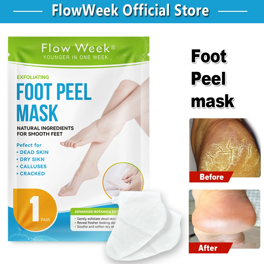 Flowweek Exfoliërend Voetmasker-Huid Exfoliërend Voetmasker Voor Droge, Gekapte Voeten, Eelt, Dode Huidverwijderaar, Exfoliant