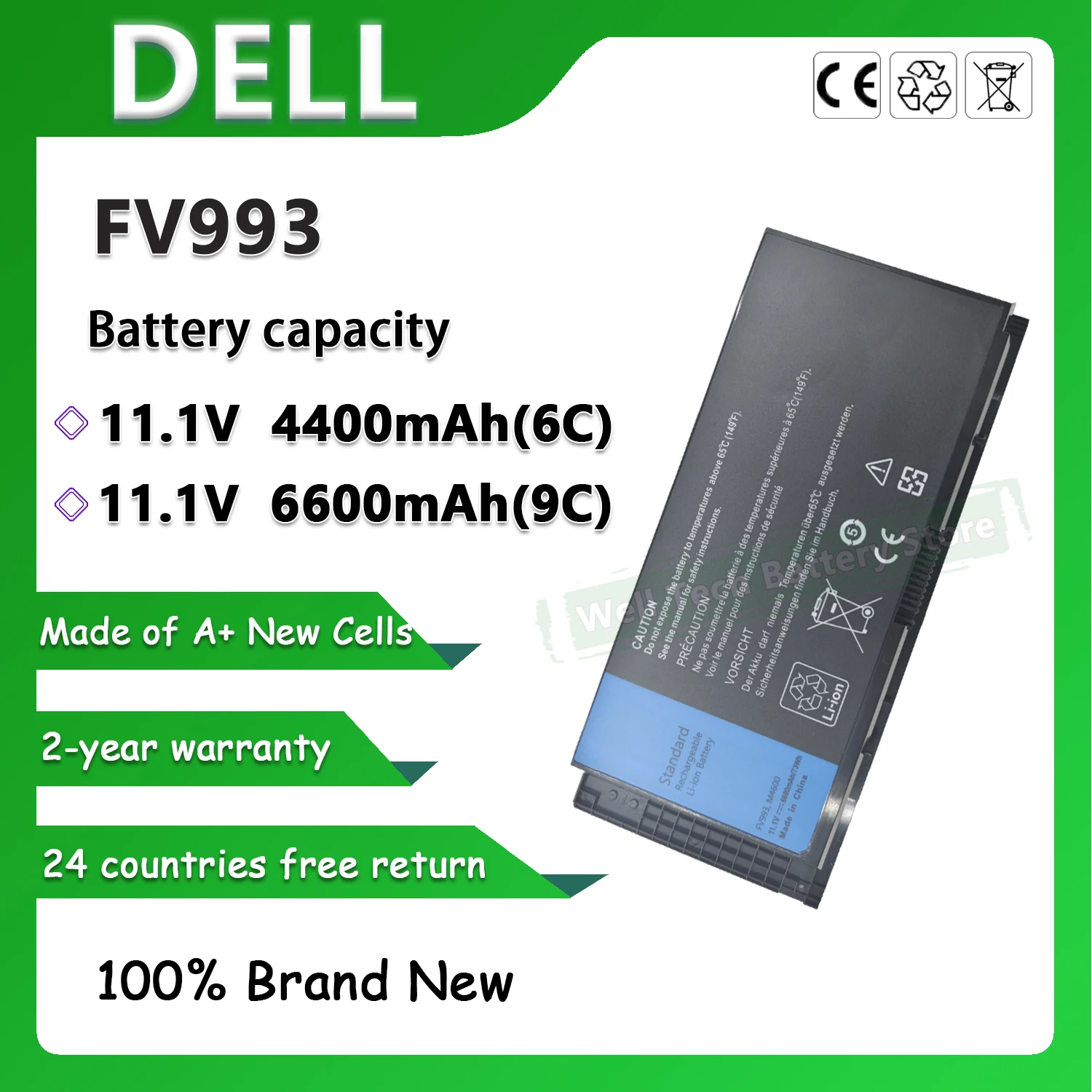 Batería para portátil FV993 de 6 celdas o 9 celdas para Precision M6700 M4700 M6600 M4600.