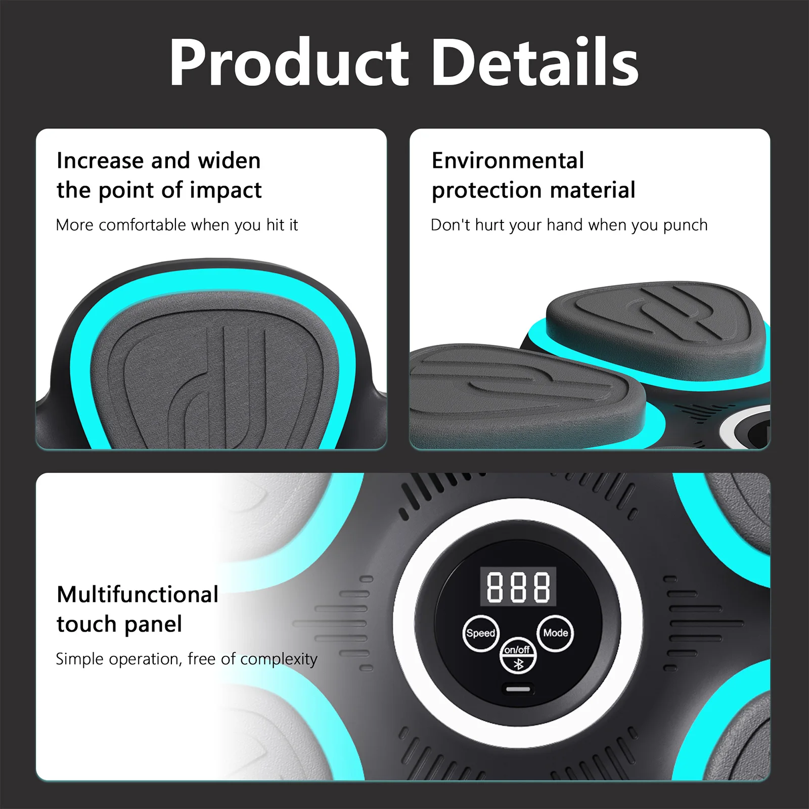 آلة الملاكمة الموسيقية الذكية OWJHE مع أضواء إيقاعية وهدف لكمة مثبت على الحائط بتقنية البلوتوث، قفازات للكبار/الأطفال متضمنة لصالة الألعاب الرياضية المنزلية