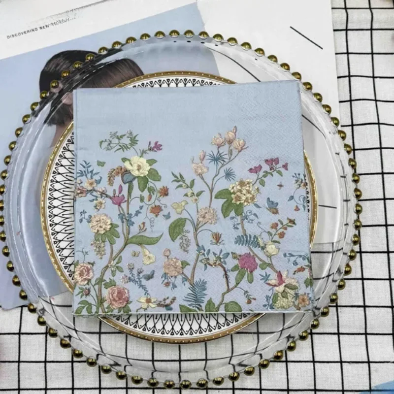 20 pièces/paquet 33cm serviettes imprimées Premium coloré Floral serviettes en papier fête d'anniversaire napperon papier papillon os Bart papier