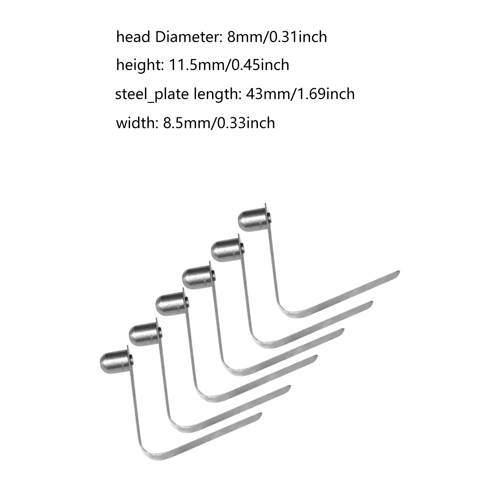 6 Pieces 8mm Stainless Steel Kayak Paddle Spring Clips Outdoor Camping Awning Tent Pole Snap Button Clips Single End