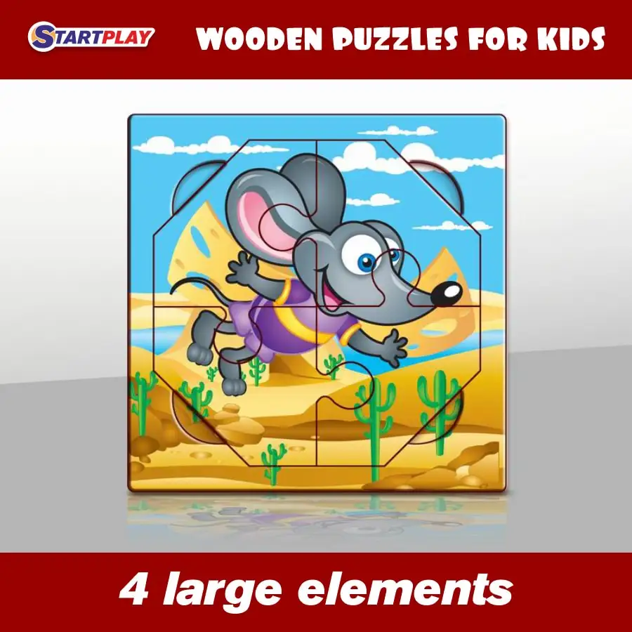 

STARTPLAY Puzzles For Toddlers MOUSE / Wooden / 4 Elements / 173185 /