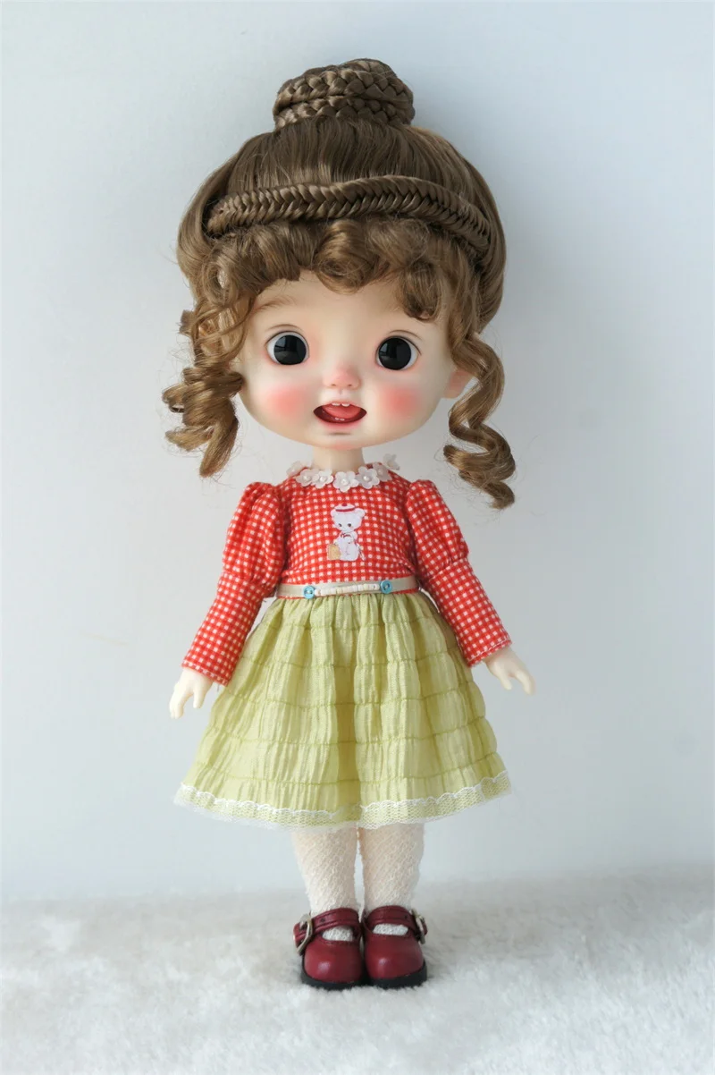 JD166 Pretty Ballet BJD Synthetic Mohair Wig For Size 10-11inch Head Circumference 26-28CM Hair Popular 18"AG Doll Accessories