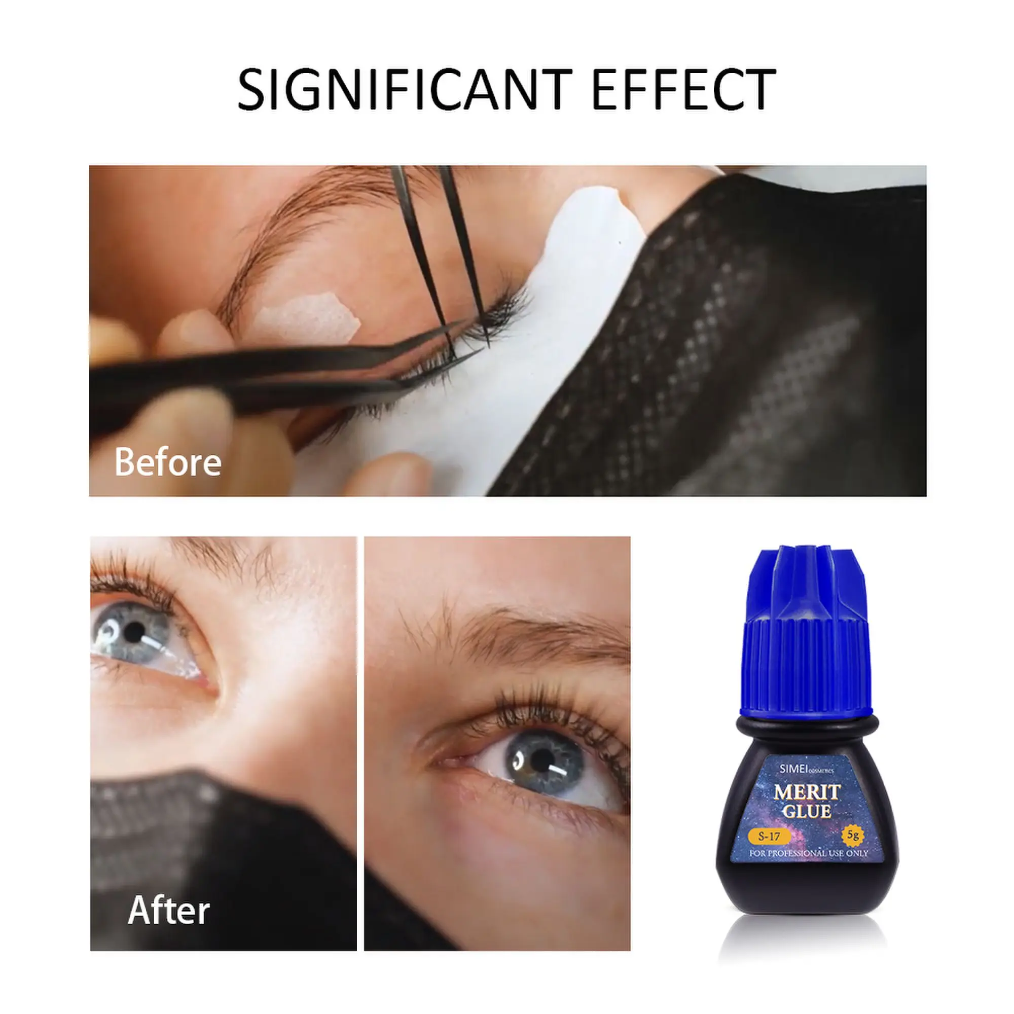 Customized HS 0.5s Merit Glue Korea HS Chemical Black 5ml Original Magic Pack Cola Merit Glue HS 17 Cilia With Lash Adhesive