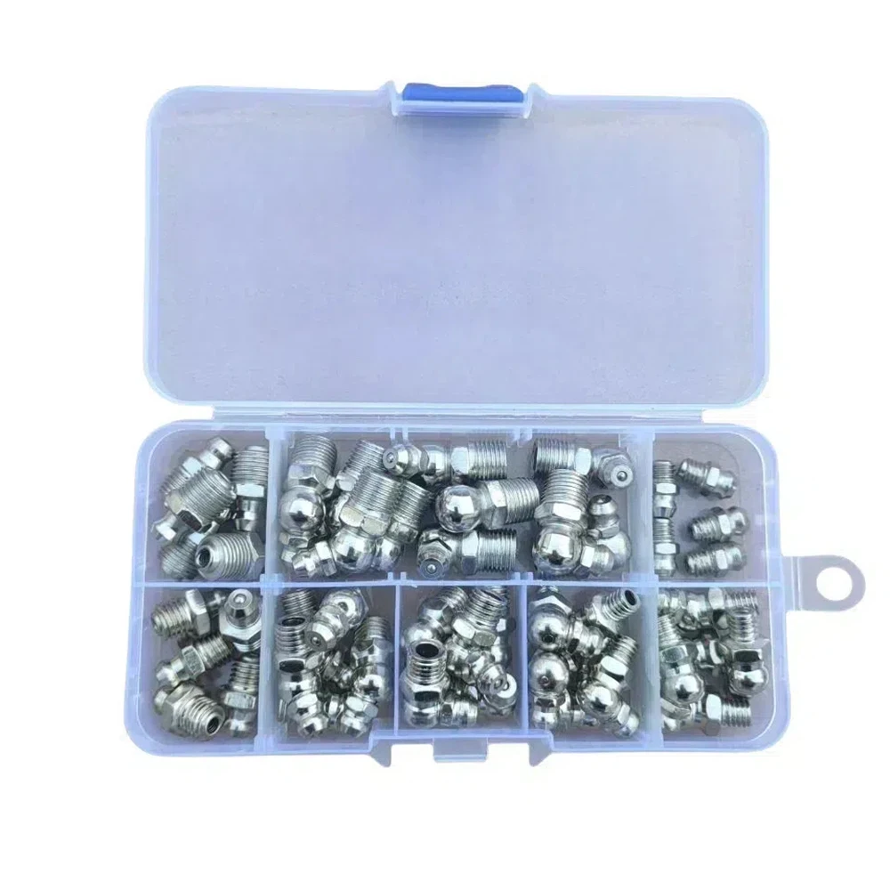 

45 Pcs/Box M6/M8/M10 Grease Nozzle Kit Straight/45/90 Degree Oil Nozzle for Vehicle Maintenance Grease Gun Accessories