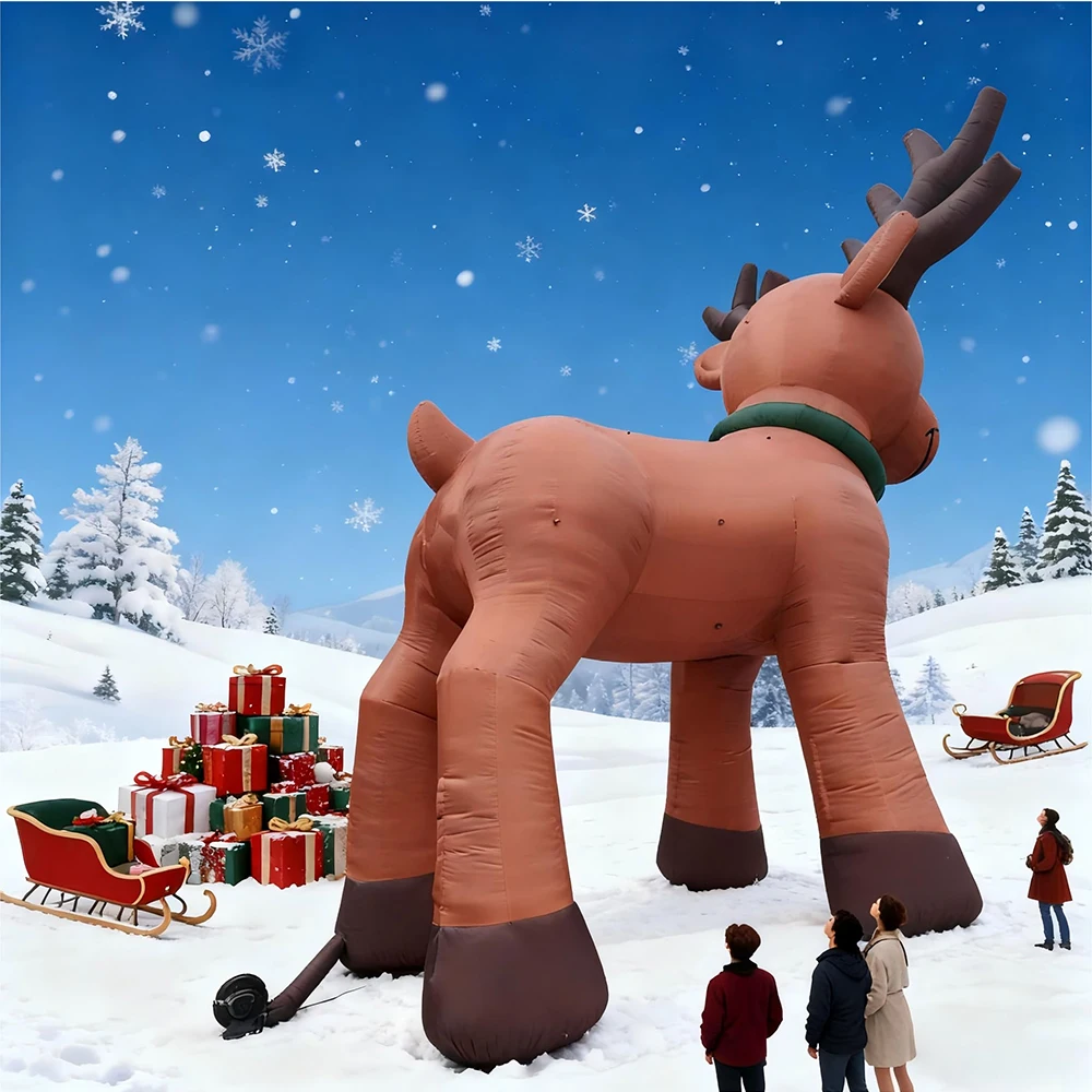 Giant 8m/26ft Christmas Inflatable Reindeer Decoration with LED Lights Outdoor Blow up Deer Perfect for Yard Festivity Party