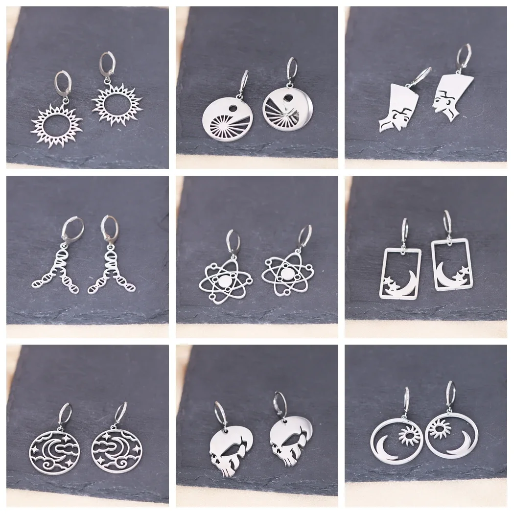 Kinitial Edelstahl Wissenschaft DNA Carbon Atom Anatomische Herz Glukose Molekül Ohrringe Für Frauen Trendy Piercing Schmuck