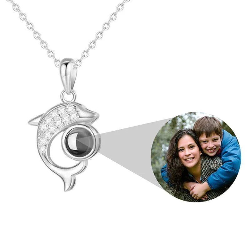 

Dascusto Custom Photo Projection Dolphin Necklaces Pendant Personalized Customized Memorial Gift Anniversary Necklace For Womens