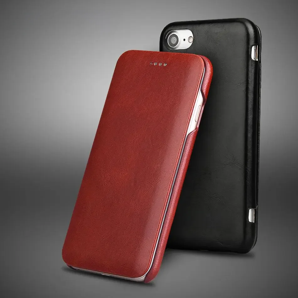 100% oryginalne etui z prawdziwej skóry Leanther Flip Cover do iPhone 7 8 17 18 16 17E 16E Air 14 15 Pro Max 12 13 z wbudowanym magnesem — zdjęcie produktu 7
