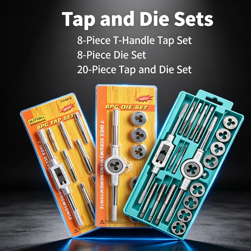 Tap and Die Set 8-Piece T-Handle Tap / 8-Piece Die / 20-Piece Tap and Die Set Metric Threading Tool Set Engineer Kit