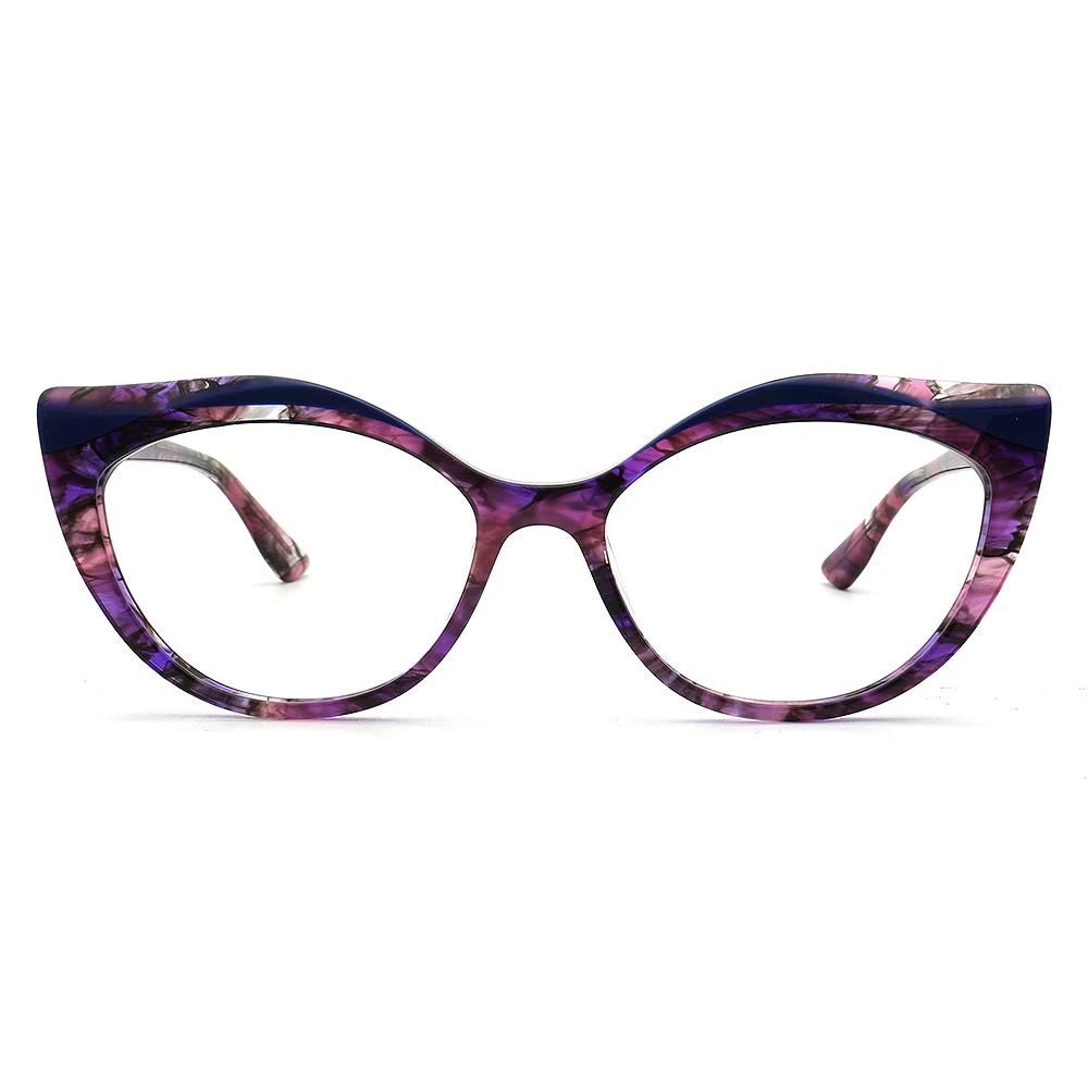 Stylish Women Cat Eye Glasses Frame Prescription Eyeglasses Leopard Print Optical Eyewear Purple Retro Myopia Spectacles Female