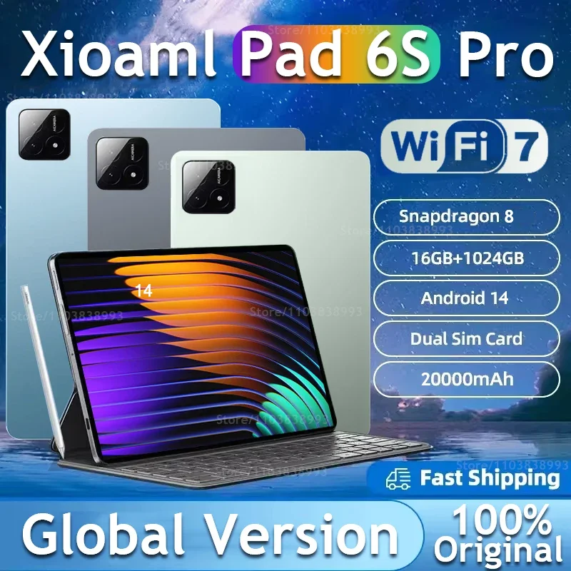 2024 Original Mi Pad 6S Pro Tablet Android 14 11inch HD 4K 16GB 1TB Snapdragon 8 gen2 Tablets PC 5G Dual SIM Bluetooth WiFi Tab