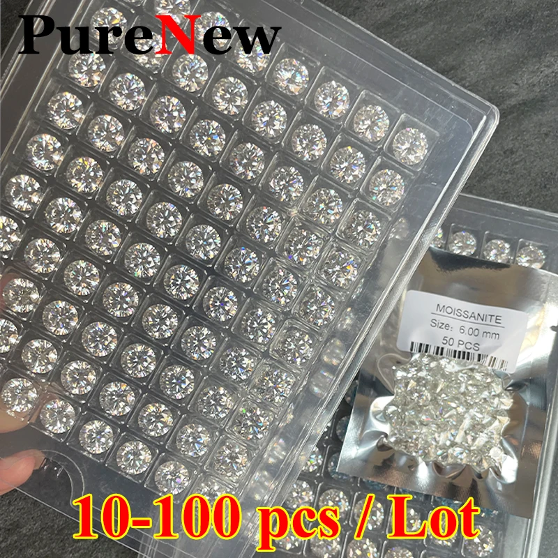 Factory Price 0.1-10ct Real D Color VVS1 Moissanite Stone  Wholesale 5 10 20 30 50 100 Pcs Per Lot Moissanite Diamond Stone GRA