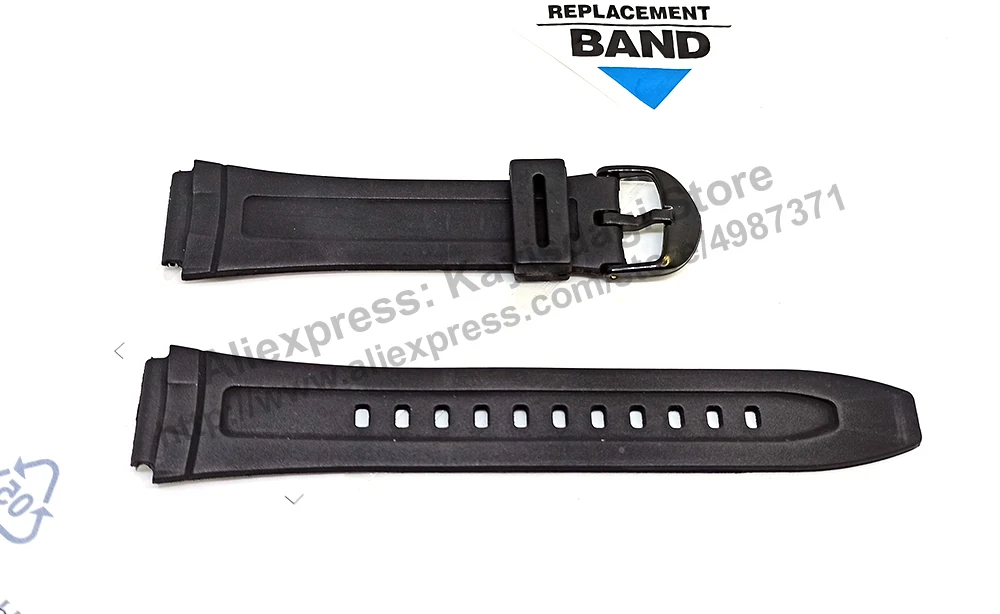 18mm Black Rubber Watch Band / Strap compatible Casio AW-80 , AW-80V , AW-80D , AW-82D , AW-82 , AW-82B , WV-58 , W-211