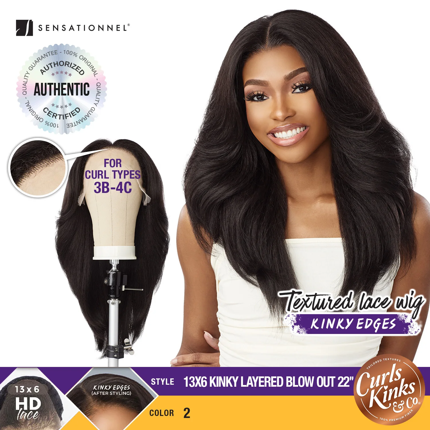 Sensationnel Curls Kinks N Co Glueless HD Lace Front Wig Kinky Edges 13X6 Kinky Layered Blow Out 22