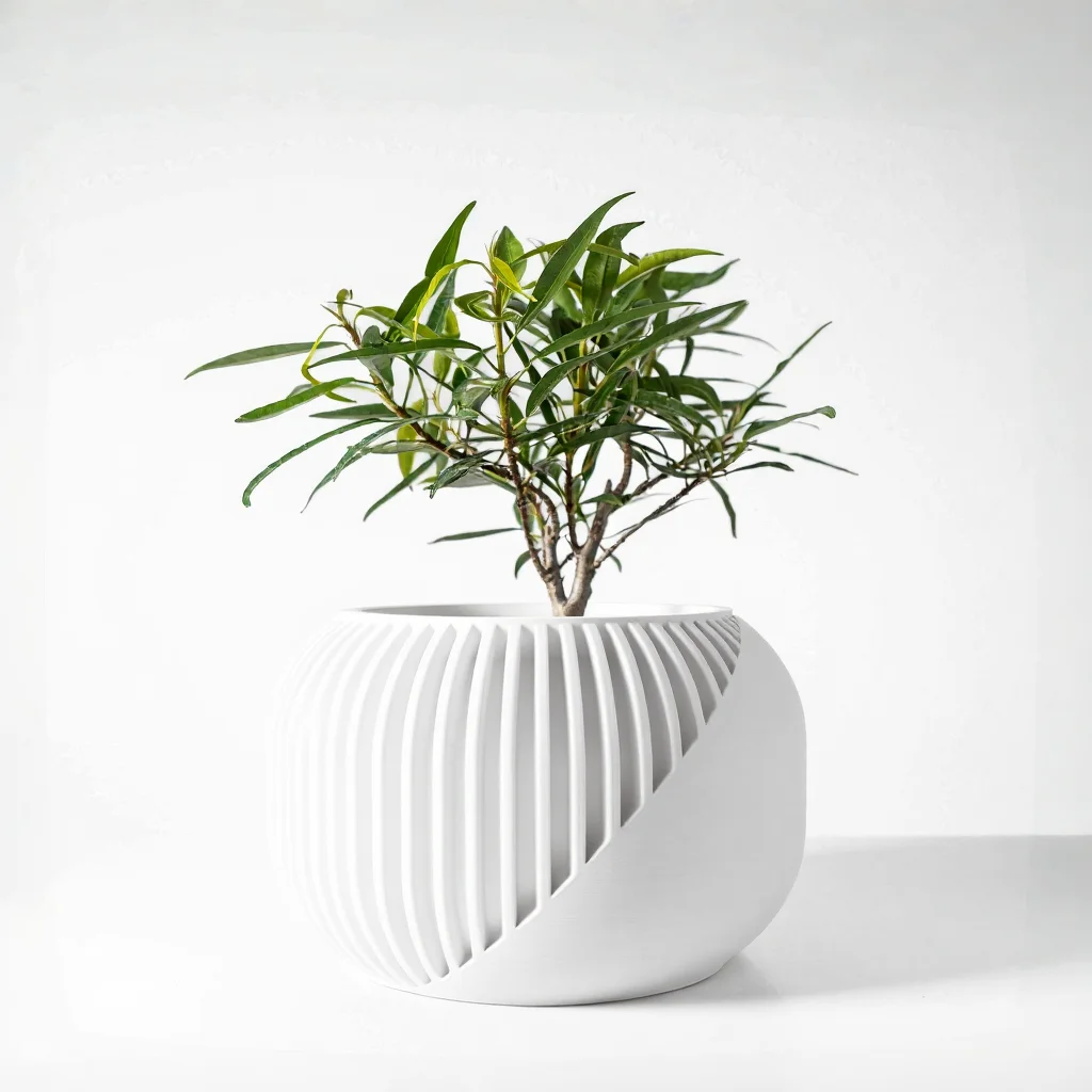 Modern Minimalist 3D Printed Plant Pot– Biodegradable Flower Planter for Home Decor