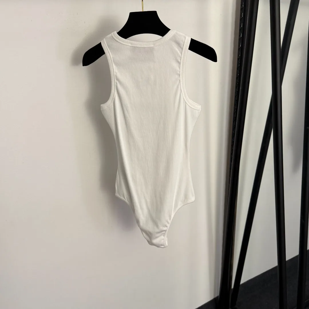 2026 Summer Women's Crew Neck Rib Sleeveless Bodysuit Slim Fit Layering Top ZX185130