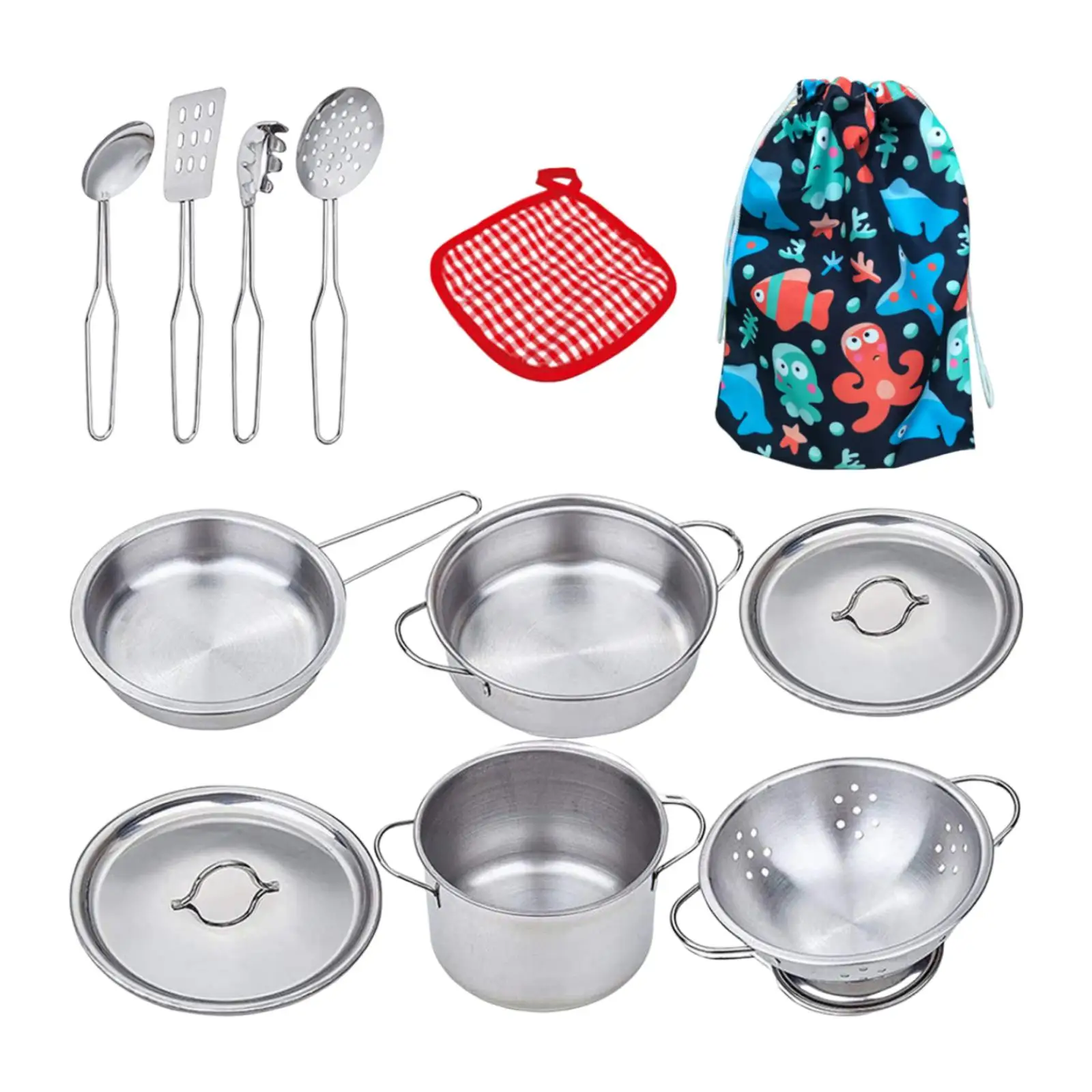 Zabawki do zabawy w kuchnię Mini naczynia kuchenne ze stali nierdzewnej Zestaw garnków i patelni na imprezę Nursery Christmas Home School