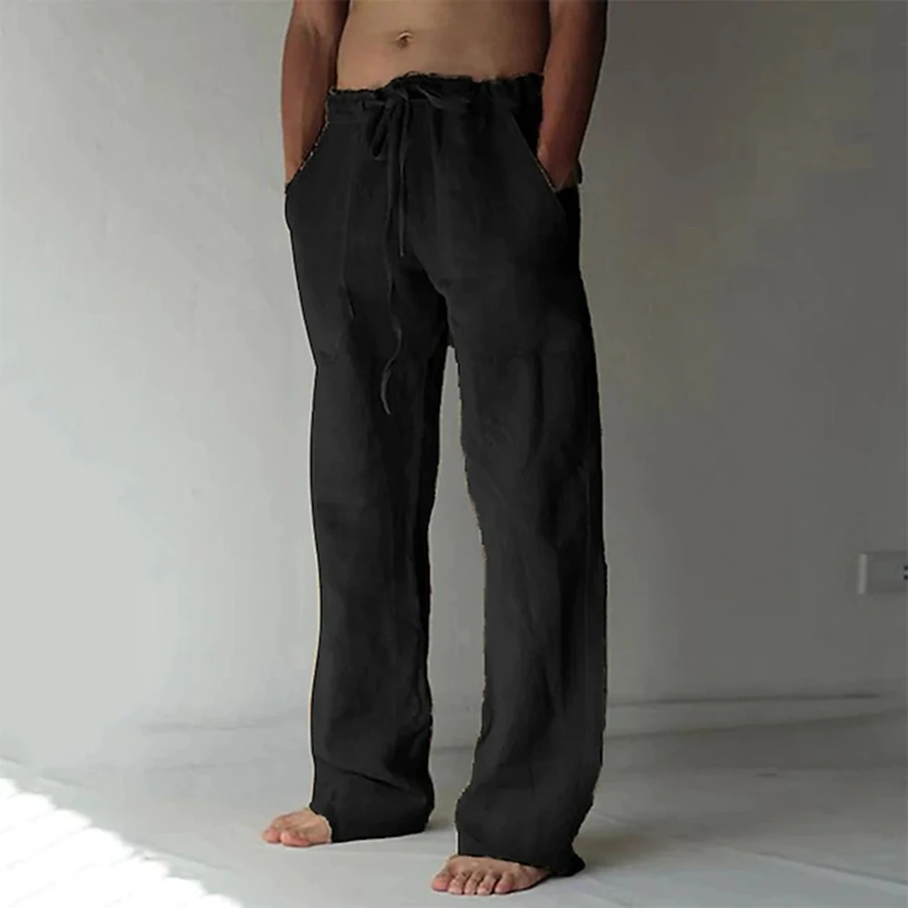 Einfarbige Sommerhose Herrenhose Baggy-Hose Strandhose Freizeithose Kordelzugtasche Komfort Hose mit geradem Bein 6XL