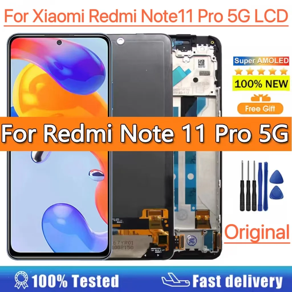 

6.67''Inch NEW Original AMOLED Screen For Xiaomi Redmi Note 11 Pro 5G LCD Display Touch Screen Assembly For Redmi Note 11 Pro 5G