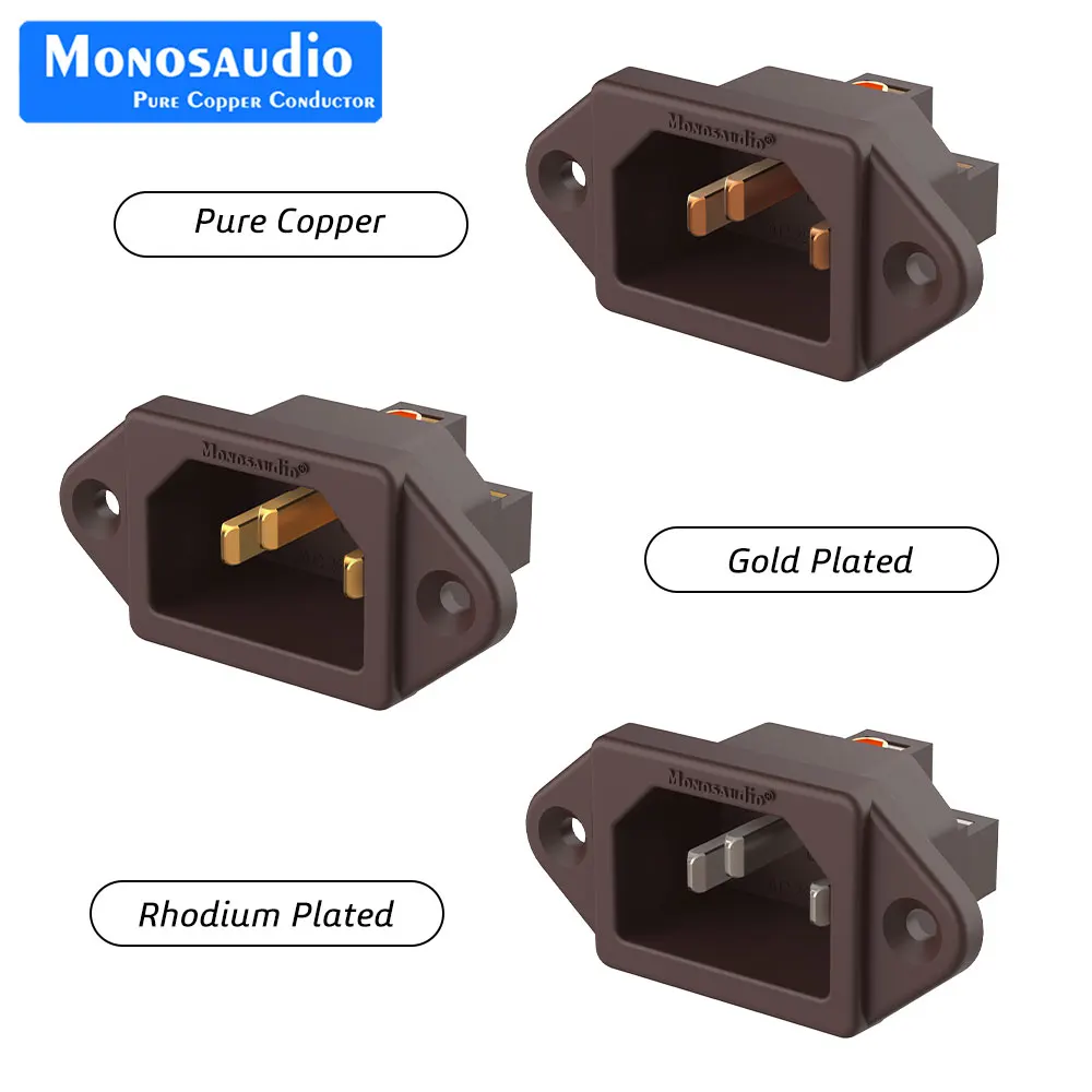 

Monosaudio IC72 C14 Inlet Power Plug IEC Female Socket Pure Red Copper Gold/Rhodium Plated Available AC 250V 15A Socket