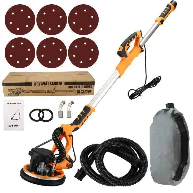 9 Inch Electric Drywall Sander 1390W 215MM Wall Grinding Machine LED Work Head Scalable Long Rod Polishing Sand Paper Machine