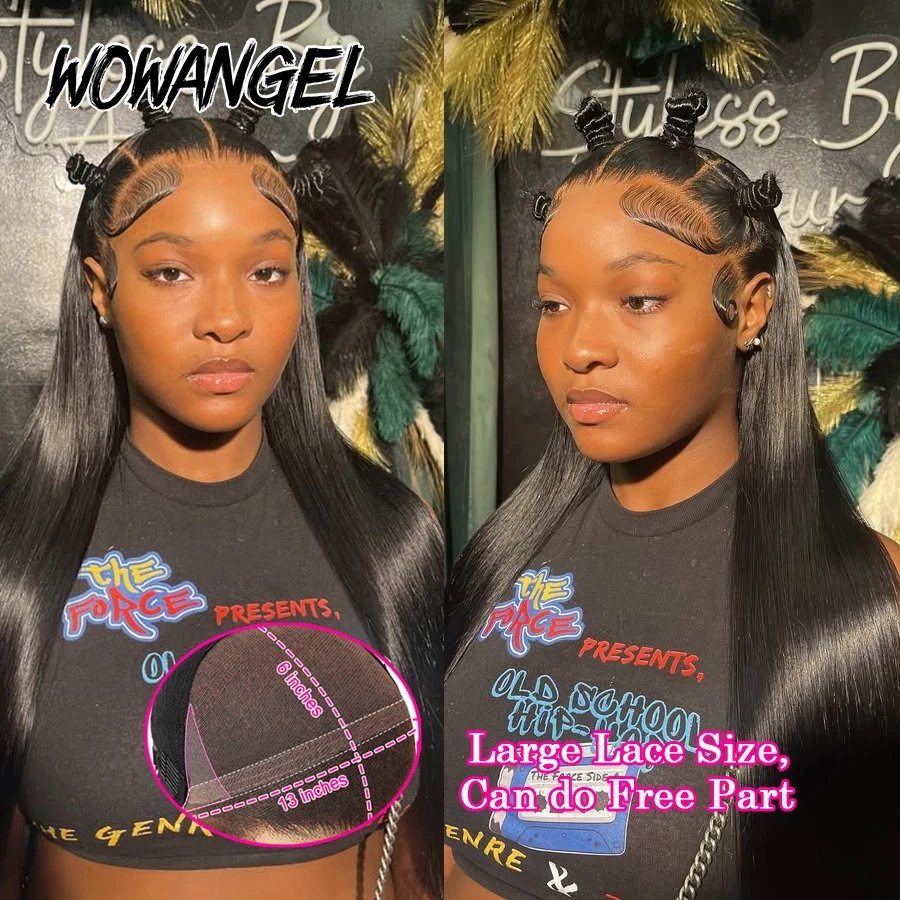 13x6 HD Lace Front Human Hair Wigs 250% Straight Wigs 30/34in Skins Melted Large Lace Space Lace Front Wigs Remy Brazilian Hair