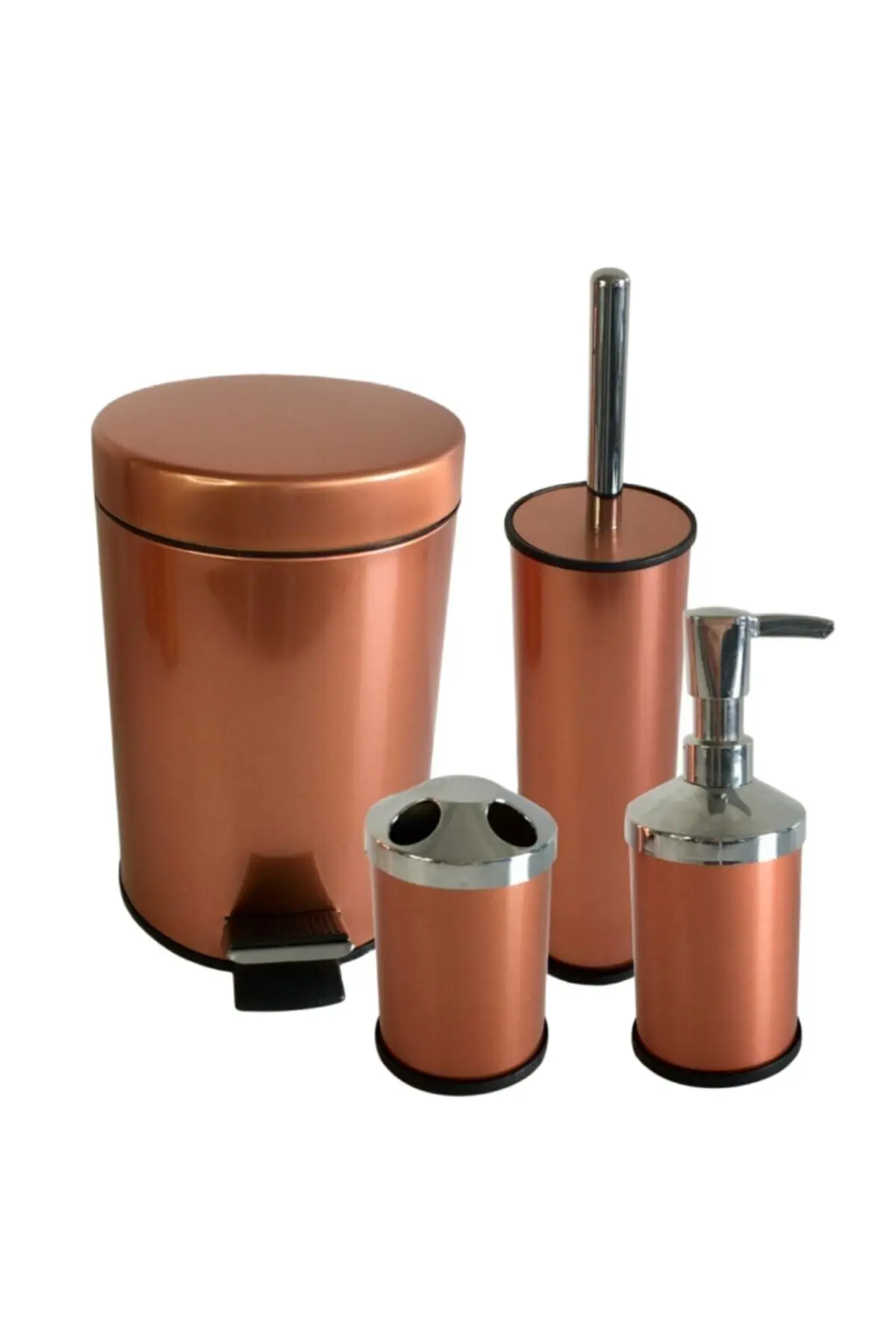 

Bathroom Accessory Set 4 Pcs Copper Color Metal Trash Can Toothbrush Liquid And Solid Soap Dispenser For Home Luxury From turkey