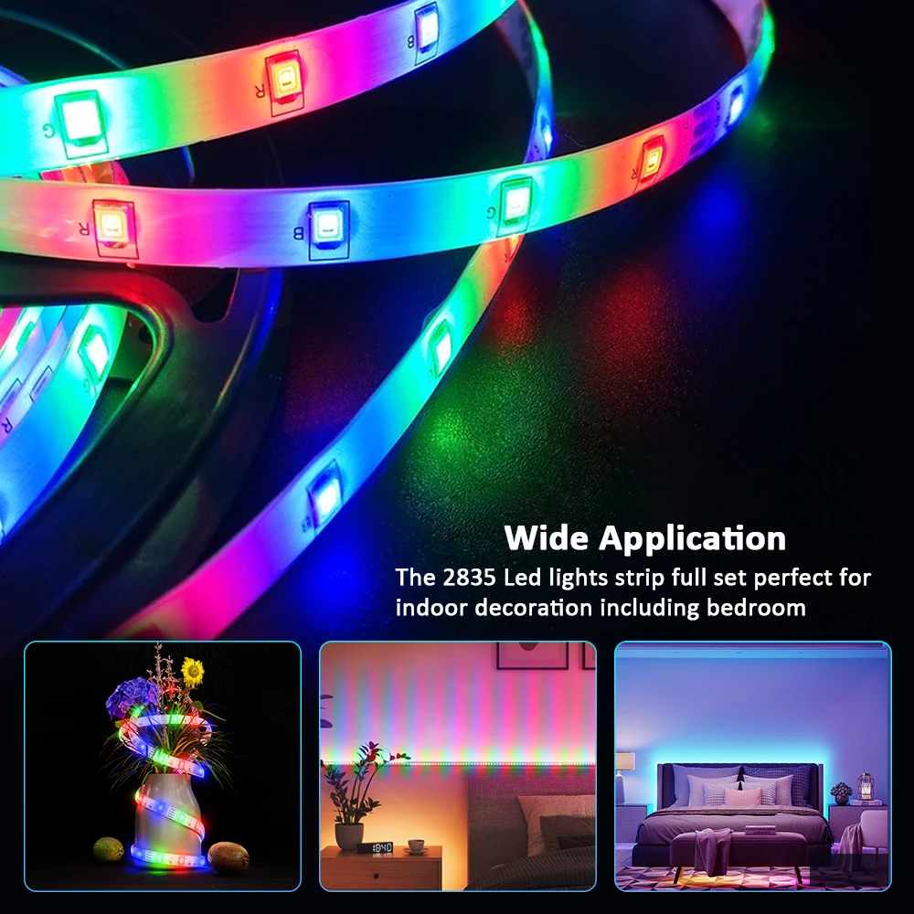 RGB LED Strip,APP+Remote Control, Music Sync ,54Leds Per Meter, RGB Lights Flexible LED Lamp Tape Ribbon RGB TV Desktop Screen