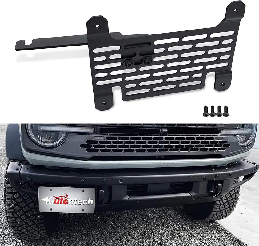 Bronco License Plate Holder Side Mount Front License Plate Frame for Modular Steel Bumper for Bronco Accessories 6th Gen. 2021-