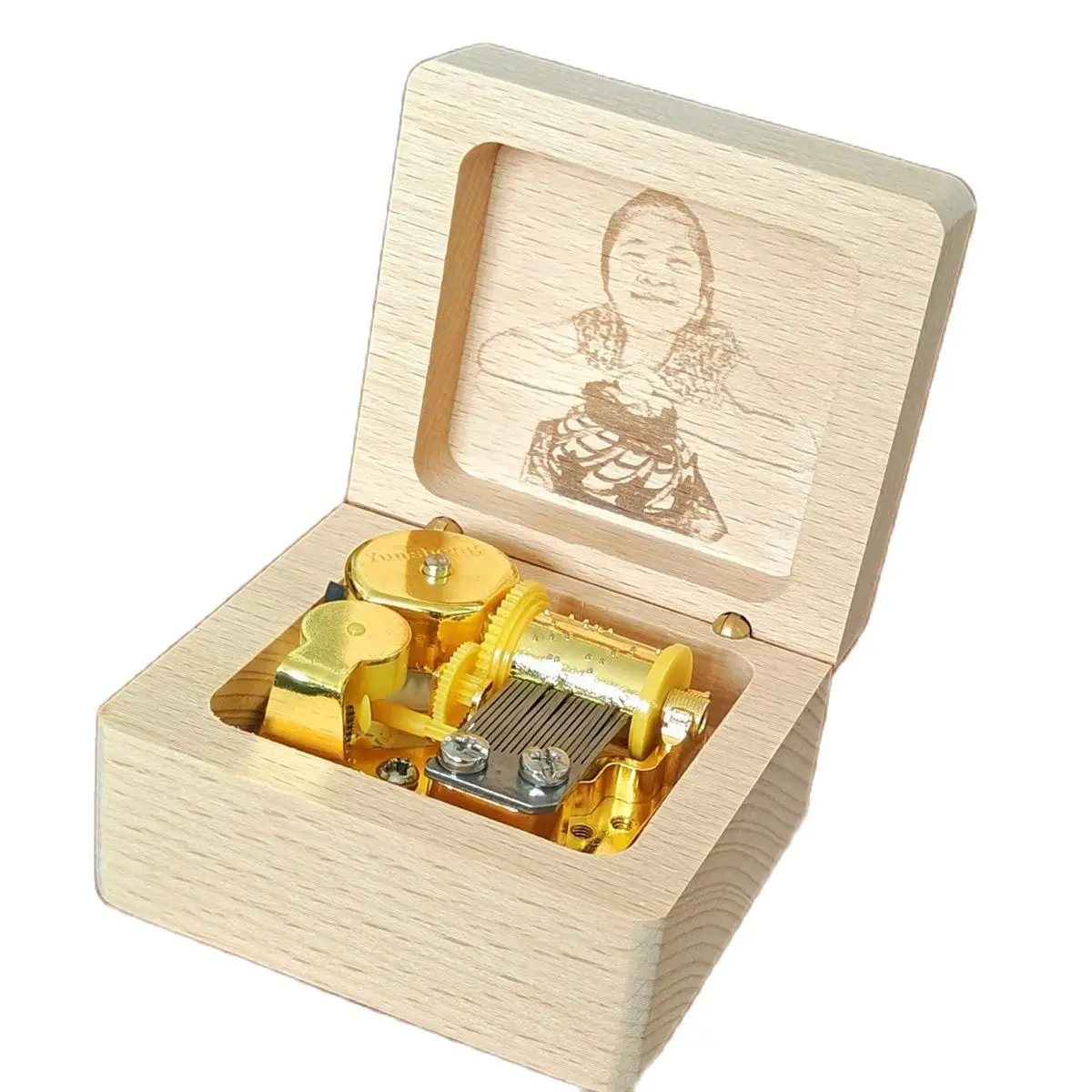 Love From Dad Golden Mechanism Music Box, Engraved Photo, Musical Gifts, Unusual Anniversary, Wedding, Birthday