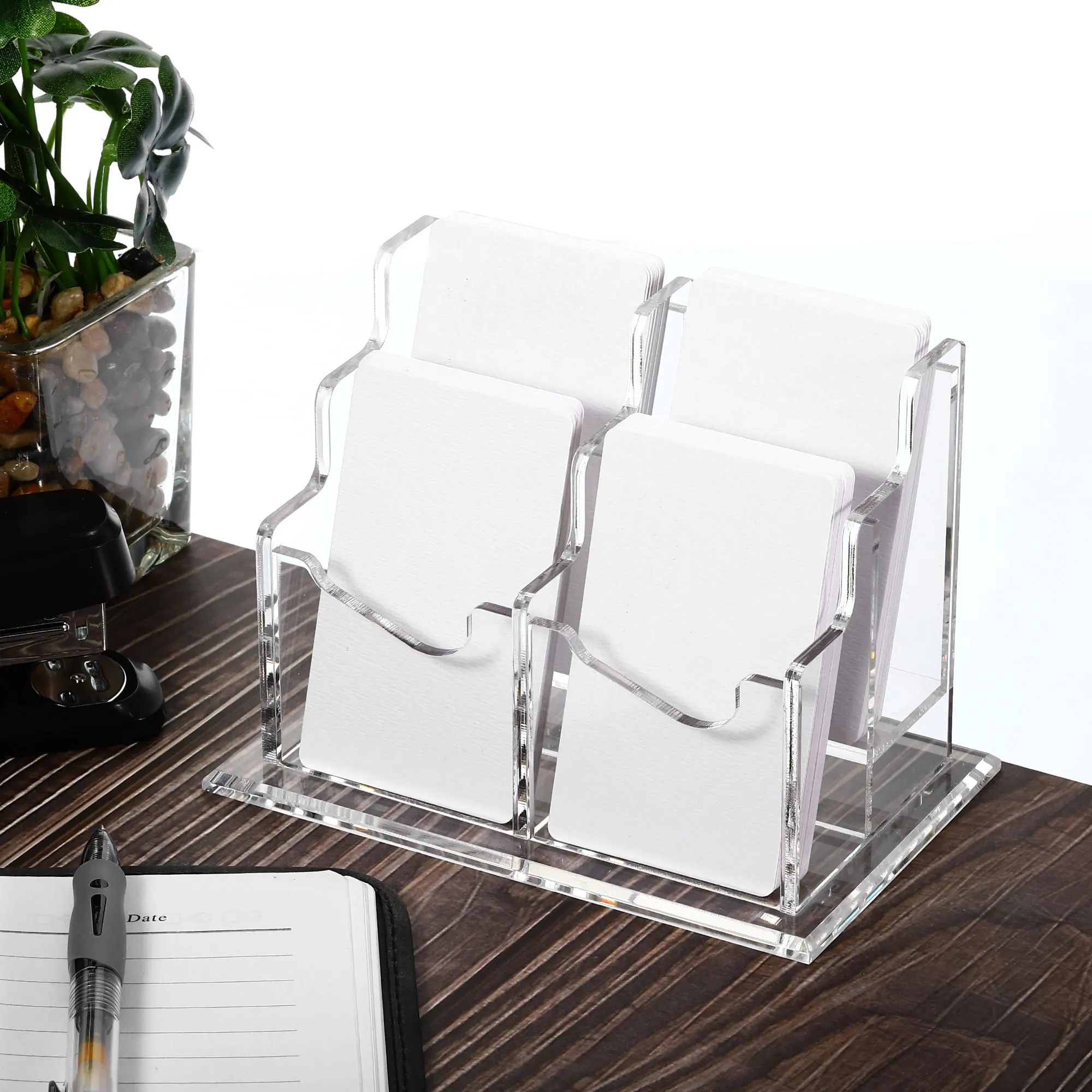 1/2/3/4/6 Slot Clear Acrylic Business Card Holder for Desk Location Card Organizer Desktop Name Cards Display Holders Stand
