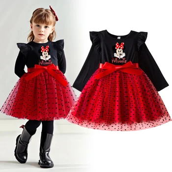 Mickey Minnie Herfstjurken voor meisjes Jurken Verjaardagsfeestje Lange mouw Prinsessenkostuum Tiener Kinderfeestkleding Herfst