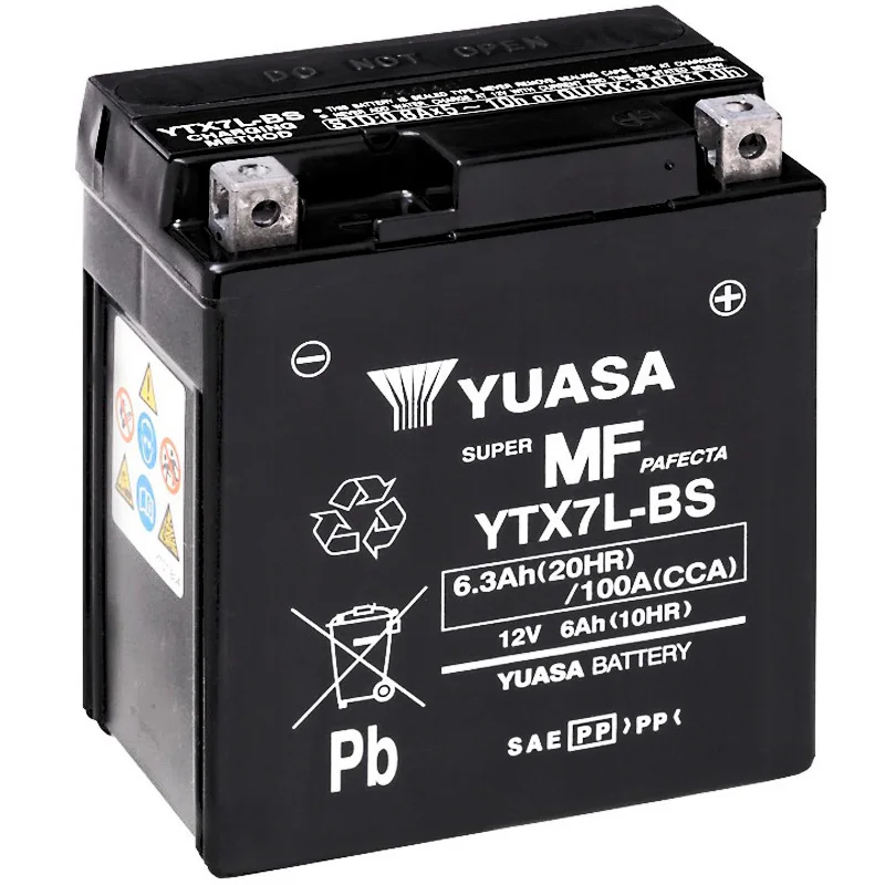 Yuasa YTX7L-BS battery activated, install and start