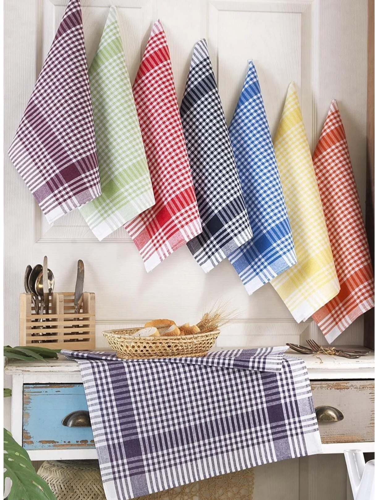 8 Pcs Kitchen Dishcloth Drying Hand Dish Towel Set Tea Towel Colorful 50x70 Cm