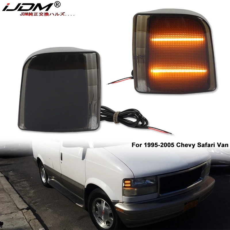 iJDM Smoked Amber LED Side Corner Lights  Assemblies For 1995-2005 Chevrolet Astro GMC Safari Turn Signal Light/Parking Light