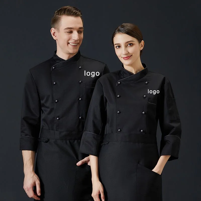 Personalised Chef Coat Three-quarter Sleeves Unisex Restaurant Kitchen Work Wear Jacket Free Printing Logo Cook Shirt Uniforms