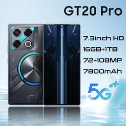 Original Mobile phones GT20 Pro smartphone 5g 7.3inch HD 108MP Camera 16G+1T 7800mAh Global Version Cellphones Face unlocked