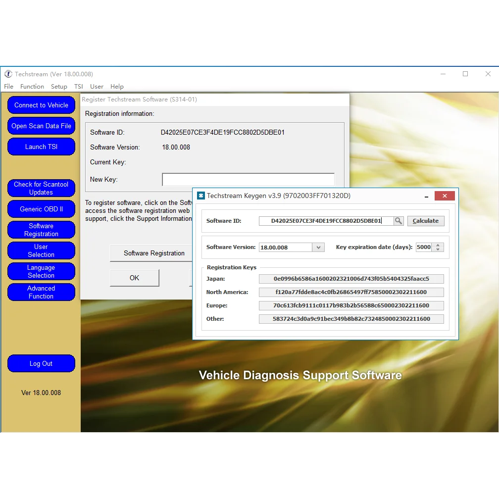 Newest Version FOR TOYOTA TIS Techstream 18.00.008 Software Link and Active Code Work with MINI VCI MINIVCI