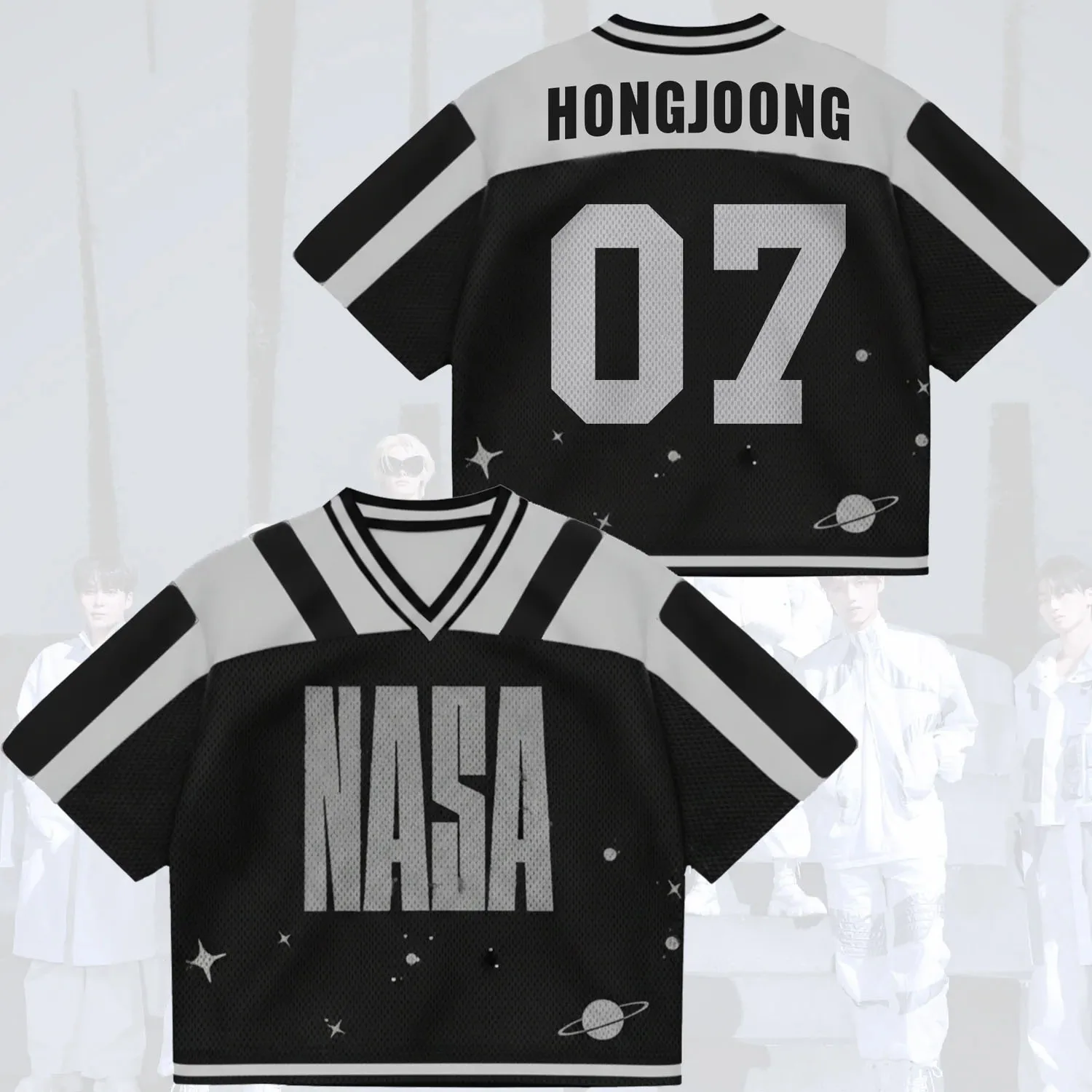 ATEEZ Kpop Jersey Tshirt Short Sleeve Tee NASA Print Planet Star Graphic Sport Hip Hop Streetwear Fan Concert Top For Kid Adult
