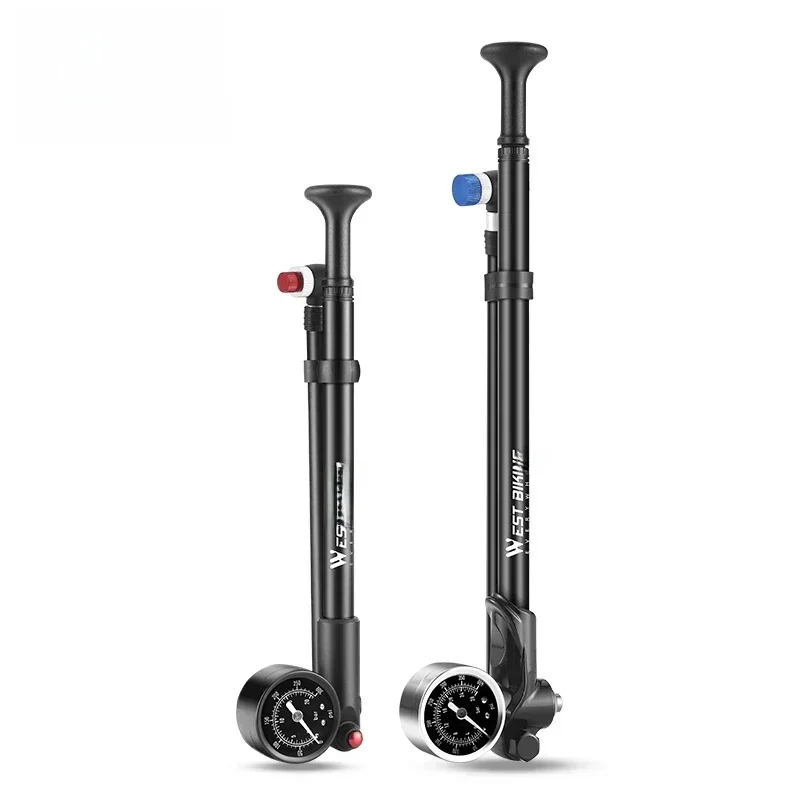 WEST BIKING – pompe à fourche pour vtt, avec manomètre, 300/400 PSI, haute pression, pour vélo de montagne, pompe à Air manuelle, tuyau Scharder