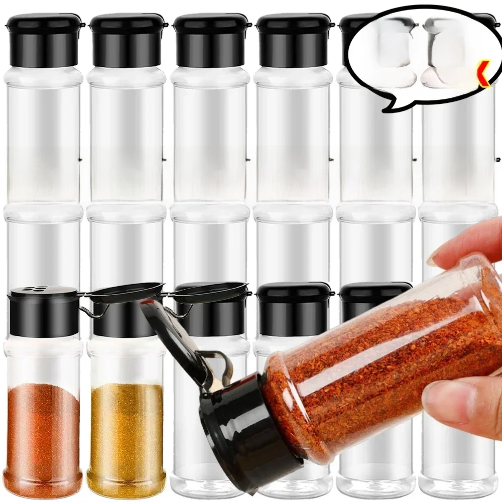 Pot à épices en plastique transparent, bouteille d'assaisonnement de cuisine, salière, poivrière, pot à condiments de Barbecue, outils de stockage d'épices de cuisine