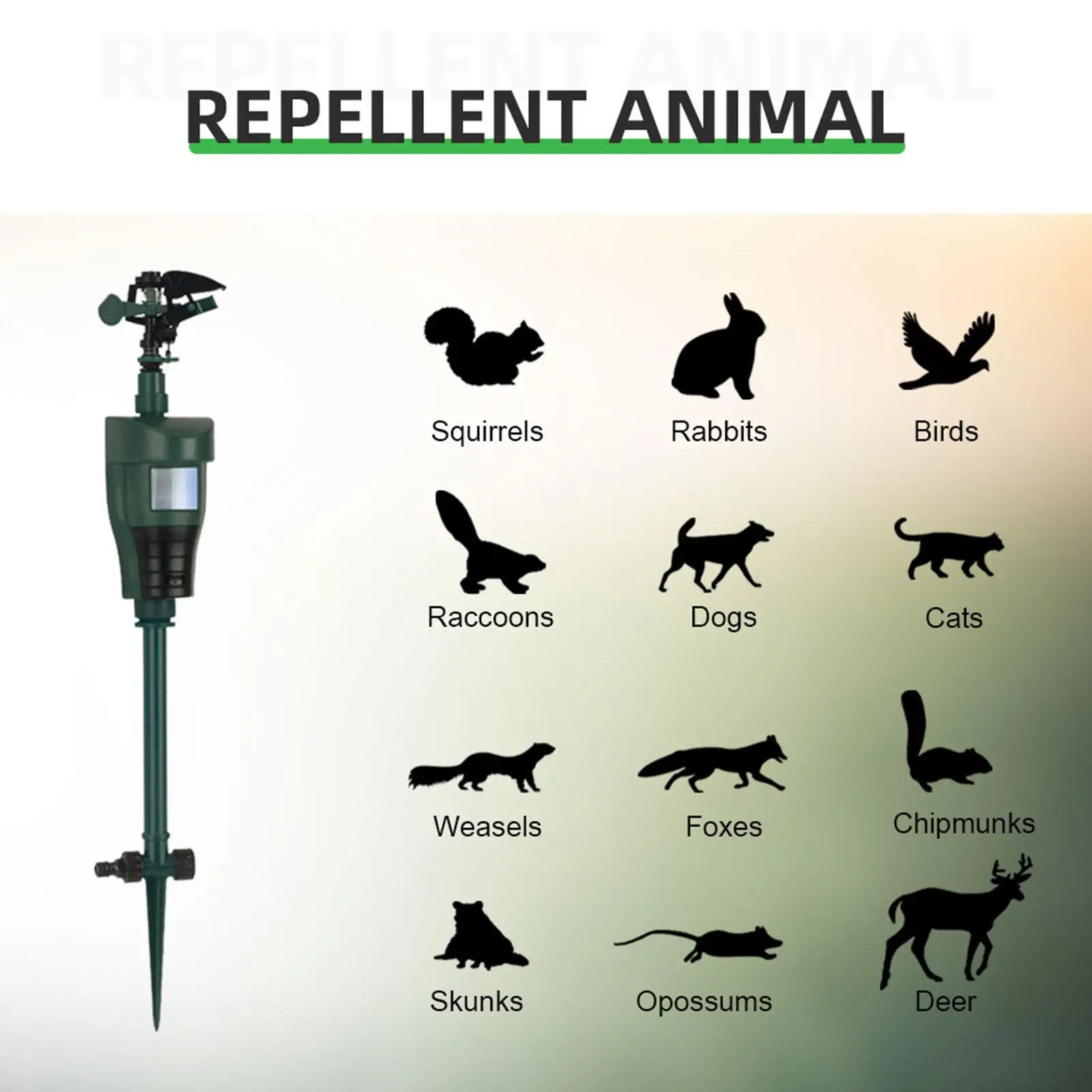 Motion Activated Garden Sprayer Animal Deterrent Water Jet Adjustable Sprinkler Protection for Meadows and Grass