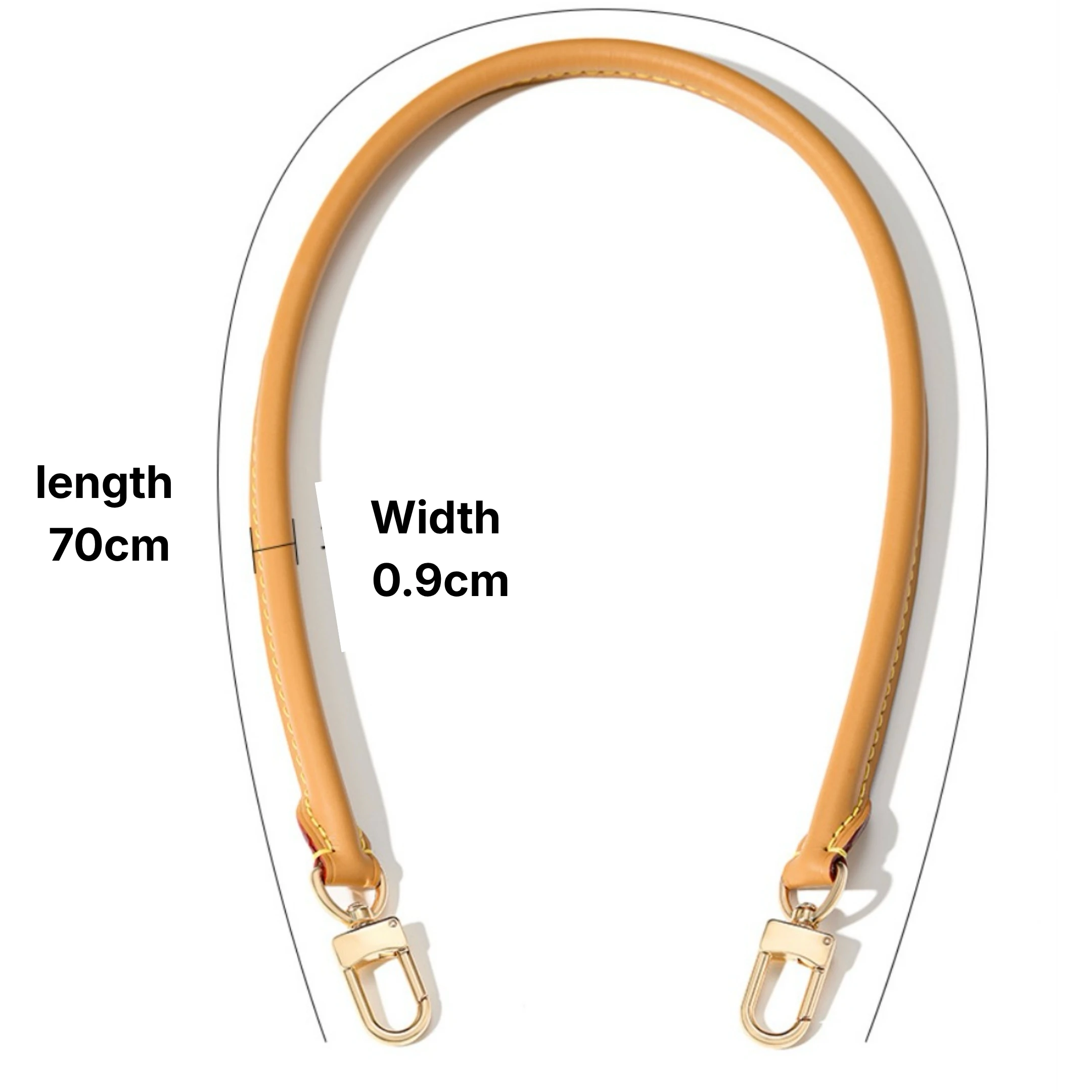 Rolled Leather Strap, 70cm Top Grain Genuine Tubular Round Bolster Handbag Shoulder Strap for Speedy Bag, Vachetta Patina Coffee