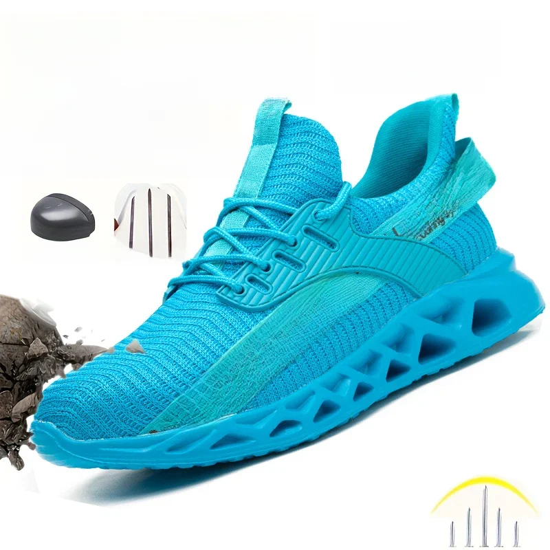 Veiligheidsschoenen Heren Voor Werk Sneakers Dames Heren Werkschoenen met stalen neus Veiligheidsbeschermende schoenen Lichtgewicht anti-smash anti-lek - afbeelding 2
