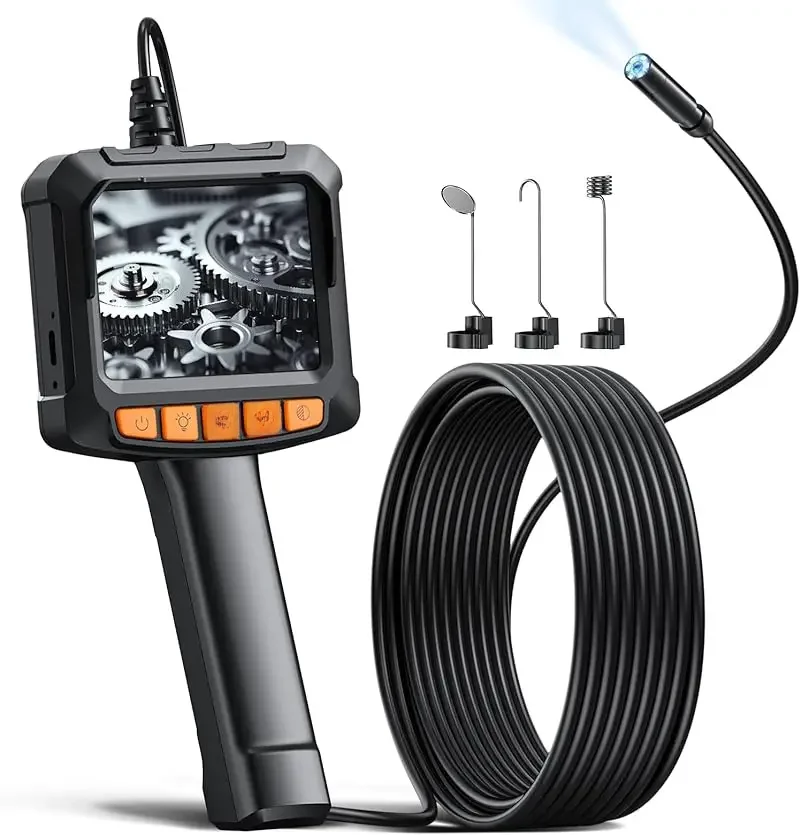 2.4inch Endoscope Camera 1920P Single&Dual Len Car Inspection Camera IP67 Waterproof Industrial Borescope 8LED Lights for Engine