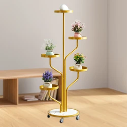 Plant Stand with Wheels Flower Pot Holder Metal Movable Multi Tier Flower Stands for Home Patio Garden Living Room Decoration