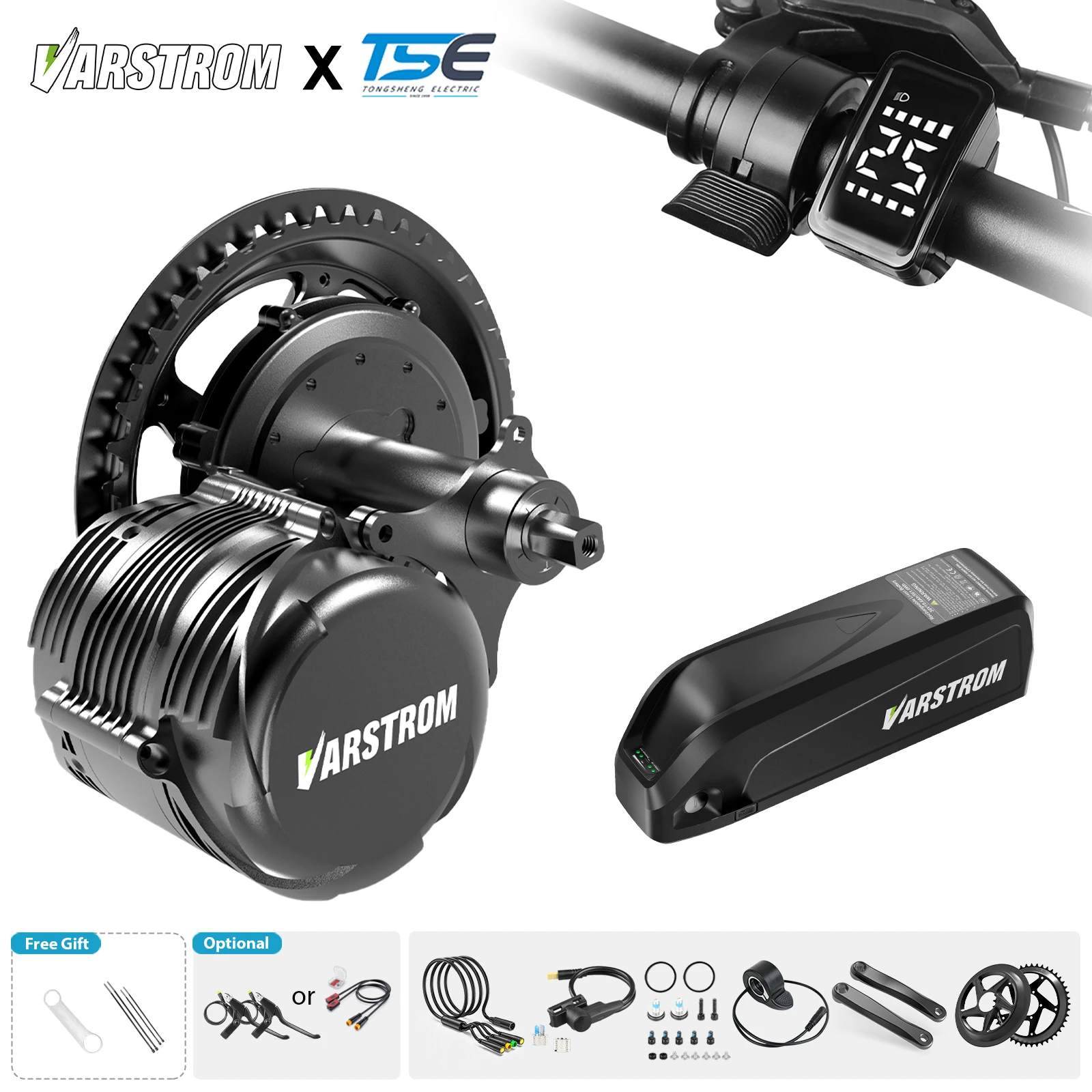 Tongsheng 250W 500W 750W 1000W TSDZ2B TSDZ8 TSDZ16 E-Bike Kit 36V 48V Motor Drehmomentsensor Mittelmotor-Treiber mit Elektrofahrrad Lithium-Akku 25Ah 20AH 30Ah 13Ah Pack