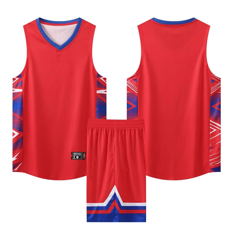 Youth Men Kids Basketball Jersey Big Size Quick-dry Breathable Training Set Vest And Shorts Name Number Logo Sponsor