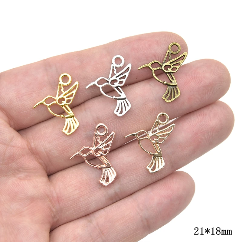 30pcs Wholesale Antique Silver Flying Bird Charms Zinc Alloy Metal Pendants For DIY Handmade Jewelry Accessories Making 21*18mm